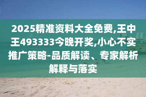 2025精準(zhǔn)資料大全免費(fèi),王中王493333今晚開獎(jiǎng),小心不實(shí)推廣策略-品質(zhì)解讀、專家解析解釋與落實(shí)